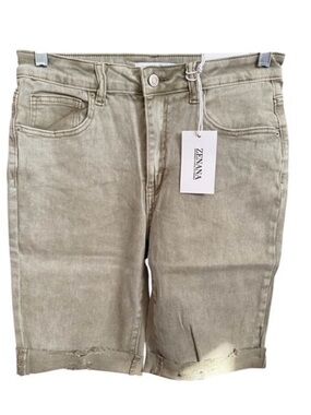 Zenana Outfitters Olive-Tan Women's Bermuda Shorts